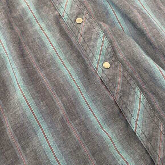 Vintage Wrangler Western Shirt Mens‎ 3XL TALL Striped 90s Pearl Snap Cowboy - Picture 3 of 11